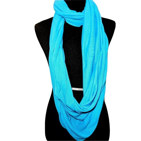 Infinity Tube Scarf Shrug Super Soft Vibrant Turquoise Seamless 43"x32" - Picture 2 of 7